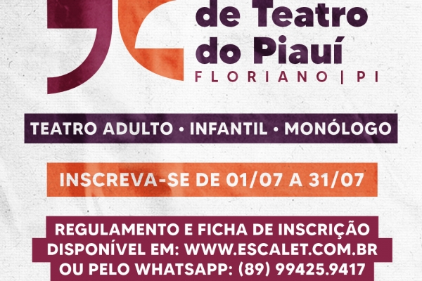Aberta as inscrições para 11ª edição do Festival Nacional de Teatro do Piauí